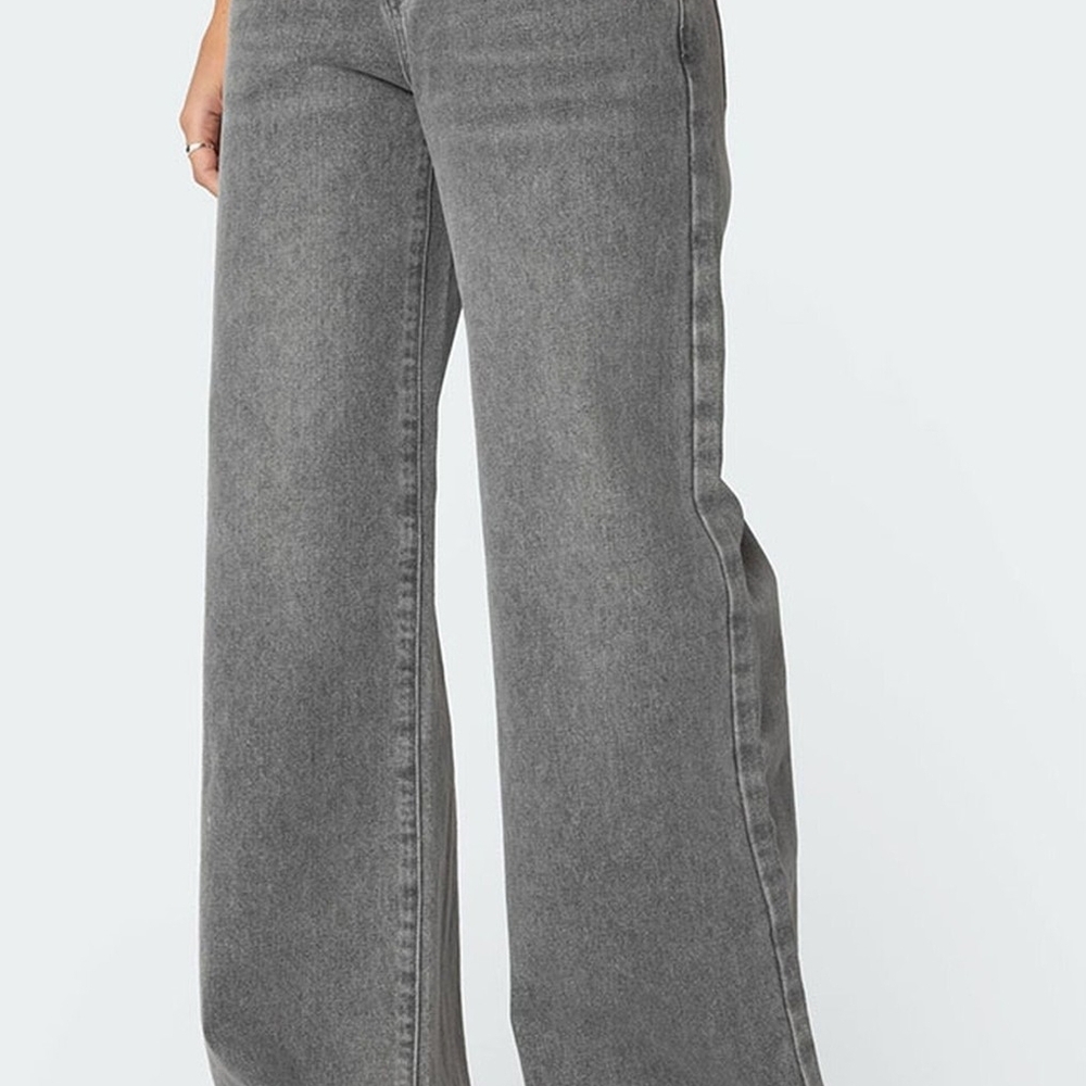 PacSun Edikted Gray Wide Leg Women's Jeans - Picture 4 of 8